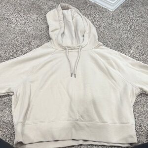Women's Cream Cropped Hoodie Sweater